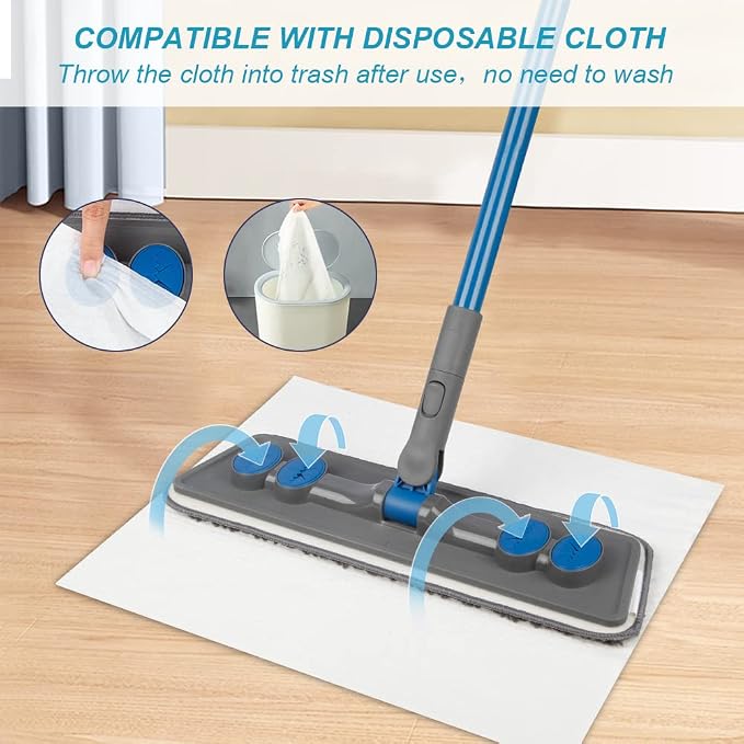 Microfibre Floor Mop for Cleaning Floors, Flat Mop for Laminate Wooden Vinyl - Image 6