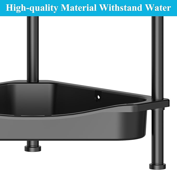 HuggieGems Metal Floor Standing Corner Shower Caddy, Jet Black, 4 Tier - Image 5