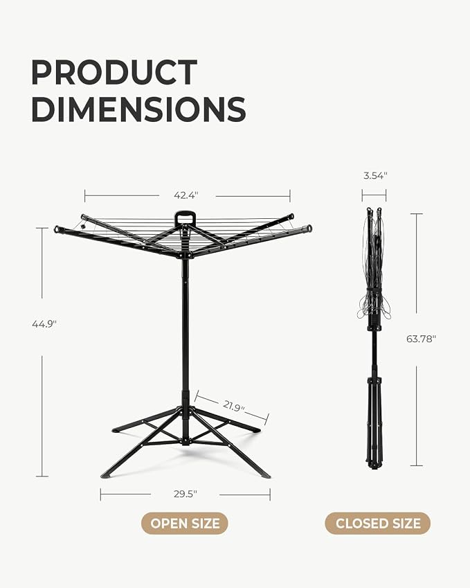 JS HANGER Rotary Clothes Drying Rack, 65 ft Outdoor Umbrella Drying Rack - Image 4