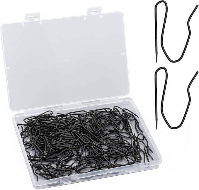 100 Pack Black Metal Curtain Hooks Pin-On Drapery Hooks, Suitable by GASRONS