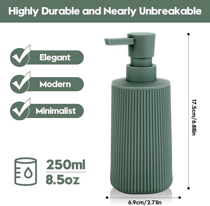 YAUKPH Small Soap Dispenser for Bathroom and Kitchen Matte Green | Modern - Image 6
