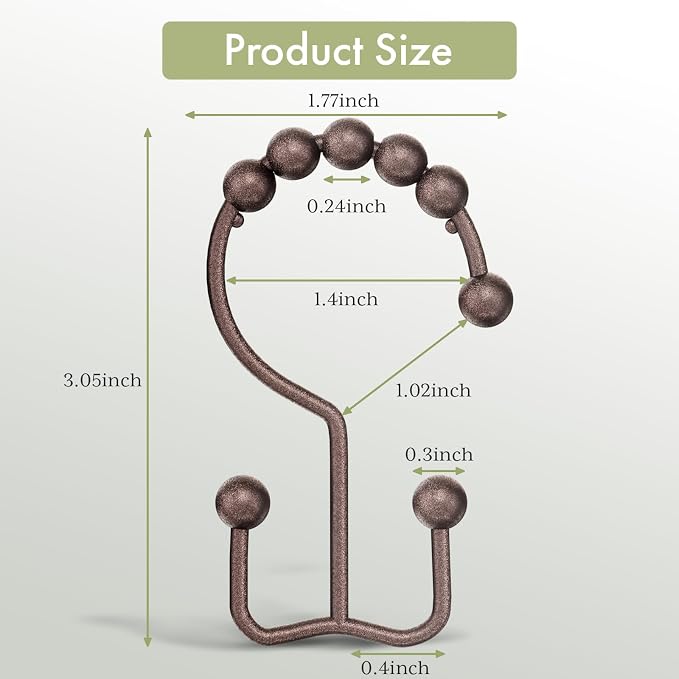 Shower Curtain Rings, Stainless Steel Shower Curtain Hooks Rings - Image 2