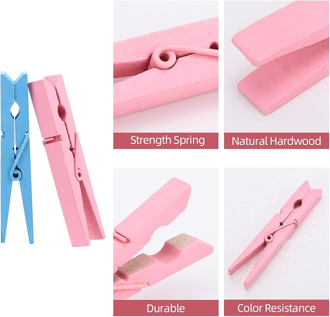 100pcs Colored Clothespins Wooden Heavy Duty Clothes Pins - Image 3