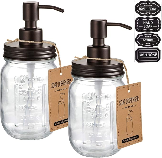 Amolliar Mason Jar Liquid Soap Dispenser, Lotion Dispenser | Rustproof by Amolliar