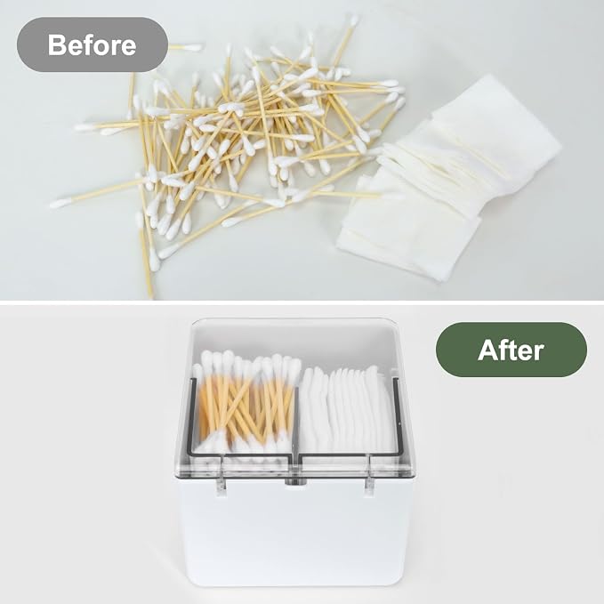 Qtip Holder with 2 Compartments, Vanity Countertop Storage Organizer - Image 6