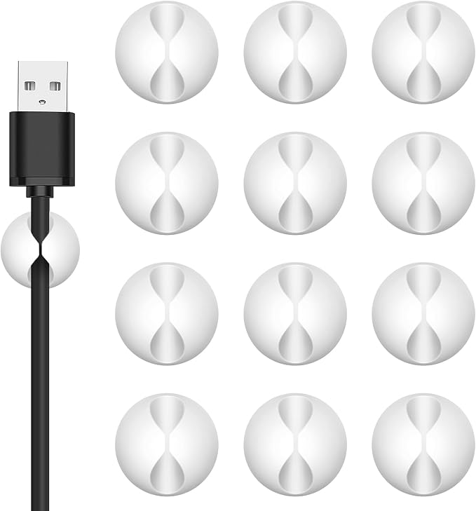 12PCS White Adhesive Cable Clips Cord Organizer by Flezoo