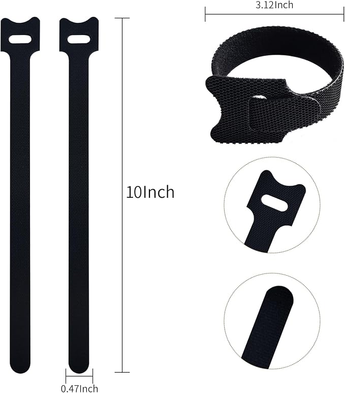 10 Inches 120 PCS Black Reusable Cable Ties, Cable Organizer, Cord Wrap and - Image 2