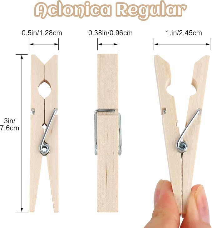 72 Pcs Wooden Clothes Pins, 2.9 Inch Clothes Pins - Image 2