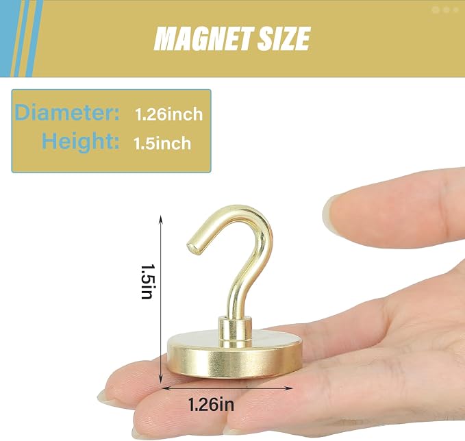 Neosmuk Magnetic Hooks, 130lb Heavy Duty, 10 Pack - Image 4