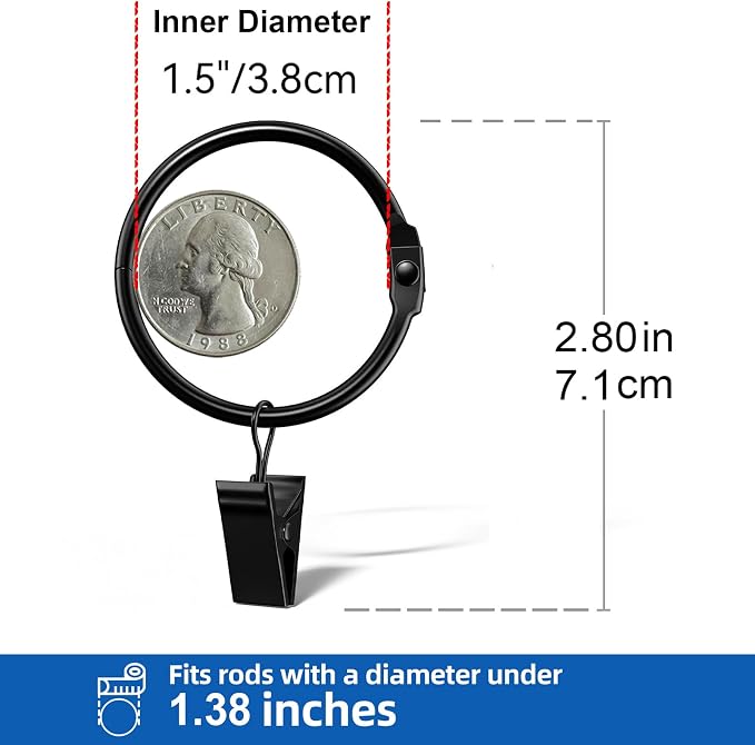 40 Pack 1.5 Inches Openable Curtain Rings - Image 7