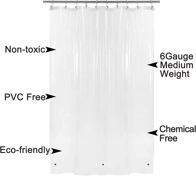 Barossa Design Narrow Shower Curtain Liner Waterproof PEVA - Image 4