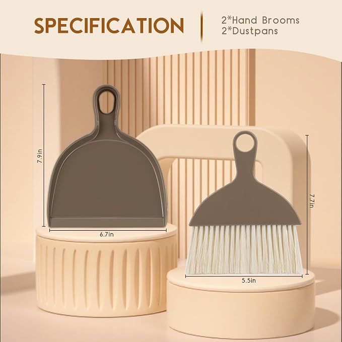 THINKLEARN 2PCS Small Dust Pan and Brush Set, Mini Broom Dustpan Kit - Image 4