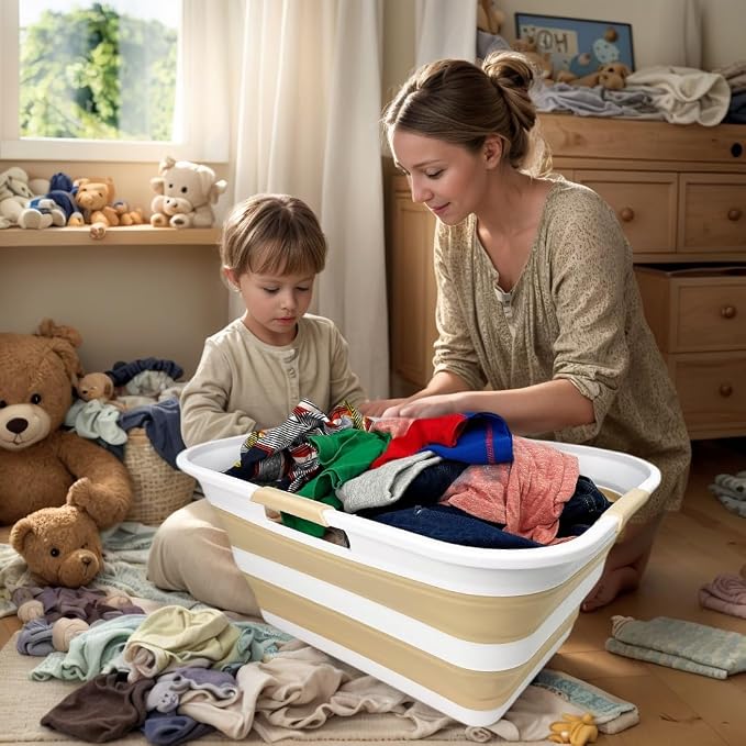 SAMMART 42 Collapsible Plastic Laundry Basket, Foldable Pop Up Storage - Image 4