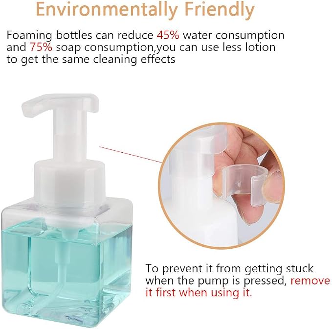 Foaming Soap Dispenser, 9oz Plastic Refillable Pump Bottle, 2 Pack, Shampoo & - Image 2