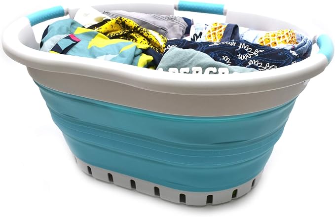 SAMMART 36L Collapsible 3 Handled Plastic Laundry Basket-Foldable Pop Up - Image 8