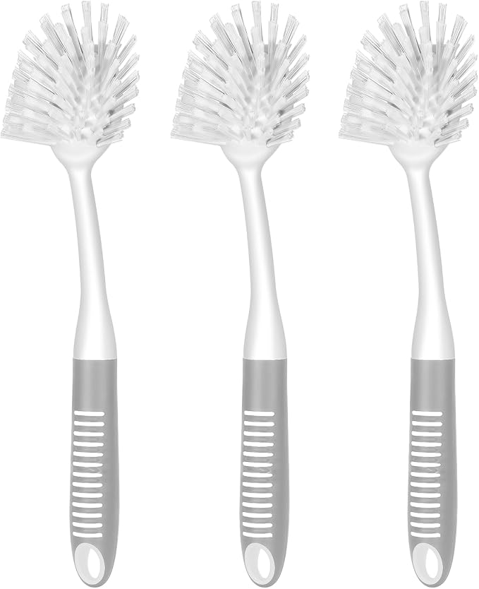SetSail Dish Brush with Handle, 3 Pack Stiff Bristles Dish Scrubber, Non-Slip by SetSail