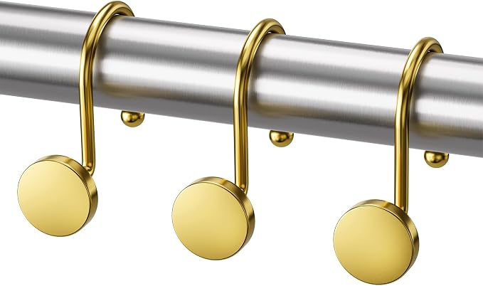 AmazerBath Gold Shower Curtain Hooks, Shower Curtain Rings Modern Decorative - Image 9