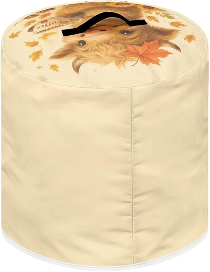 Thanksgiving Day Decor Kitchen Appliance 6 Quart Pressure Cooker Air Fryer Rice Cooker Dust Cover with Top Handle and Storage Pocket Maple Leaf Cute Highland Cow