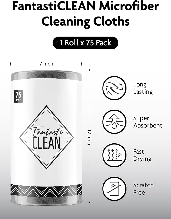 Fantasticlean Microfiber Cleaning Cloth Roll- 75 Sheets, Tear-away Microfiber - Image 8