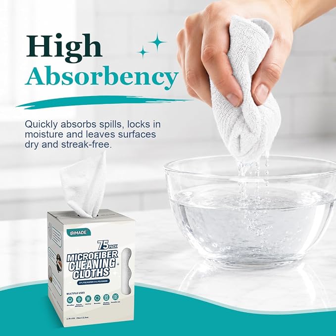 UNIMADE Microfiber Cleaning Cloth, 75 Sheets Microfiber Towels - Image 3