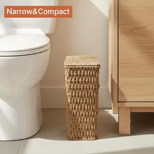 Coeusy 3 Gallon Paper Rope Bathroom Trash Can, Small Wicker Trash Cans - Image 4