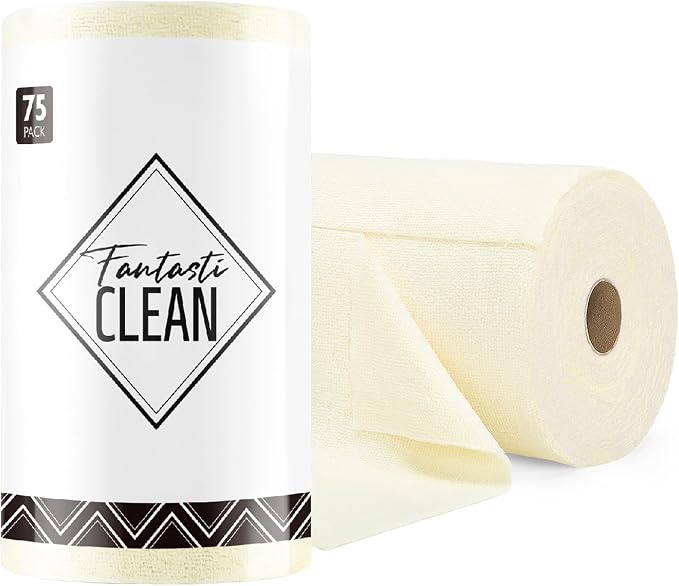 Fantasticlean Microfiber Cleaning Cloth Roll- 75 Sheets, Tear-away Microfiber by Fantasticlean