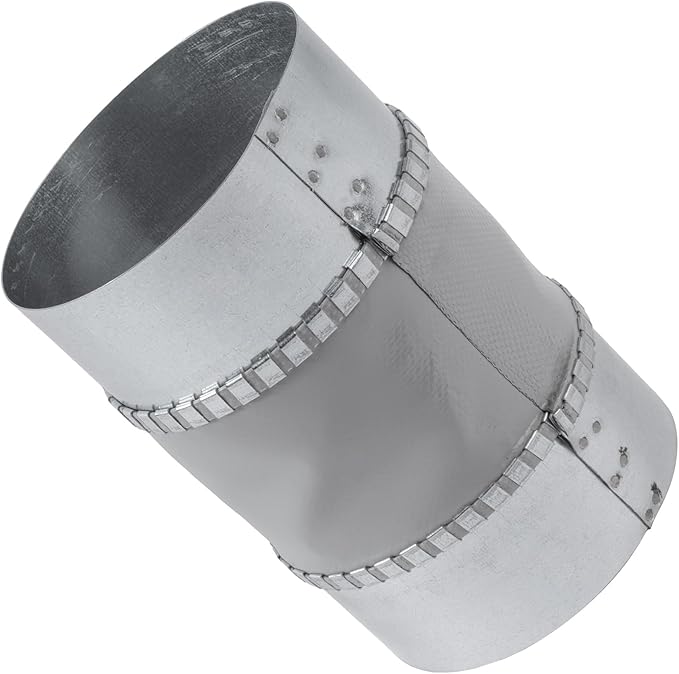 Vent Systems 4" Inch Flexible Vibration-Reducing Male Fit Duct Connector – Round Galvanized Steel Dryer Vent Hose Connector, Spiral Duct, Pipe Extender, HVAC Ventilation - Inline Duct Work Coupler