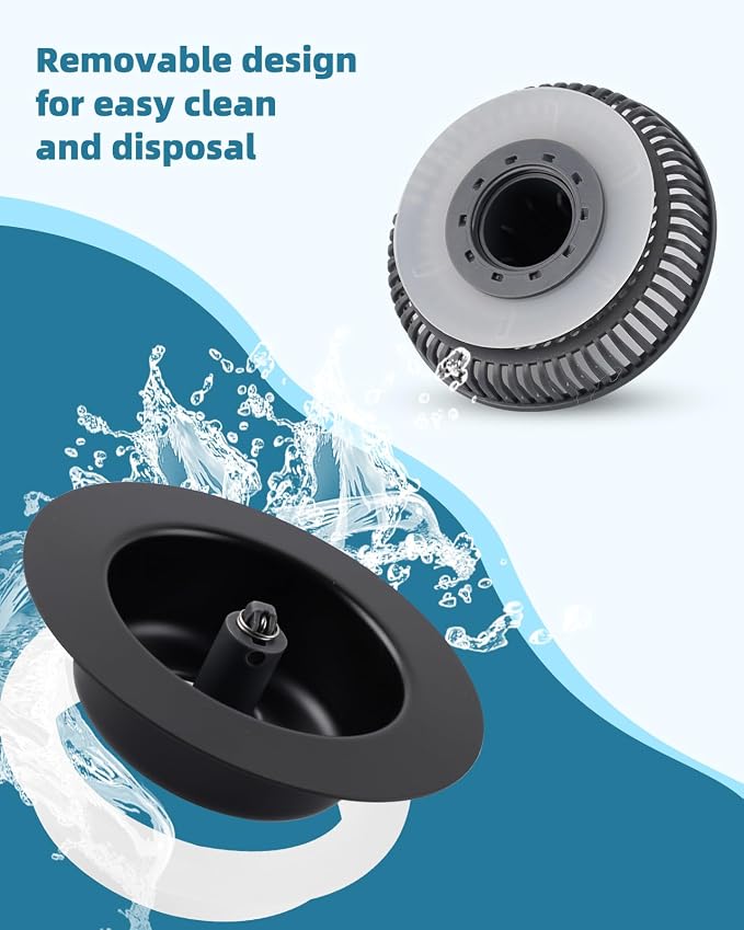Universal 3 in 1 Kitchen Sink Drain Strainer Stopper Combo, Matte Black - Image 2