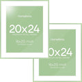 Homeforia 20x24 Frame Sage Green, High End Metal 20x24 Poster Frames with Mat 16x20 inch Photo, 20 x 24 Sage Green Picture Frame Matted to 16 by 20 Art, 24x20 Frame, Tempered Glass, Wall Kit, Set of 2