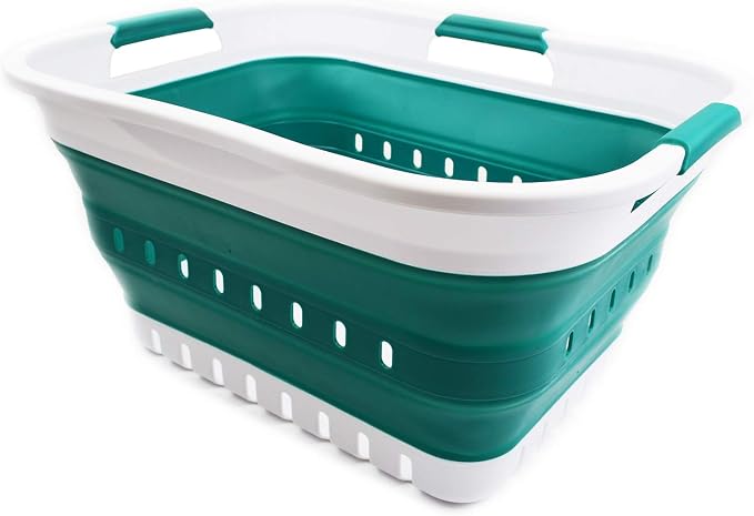 SAMMART 30L Collapsible 3 Handled Plastic Laundry Basket by SAMMART