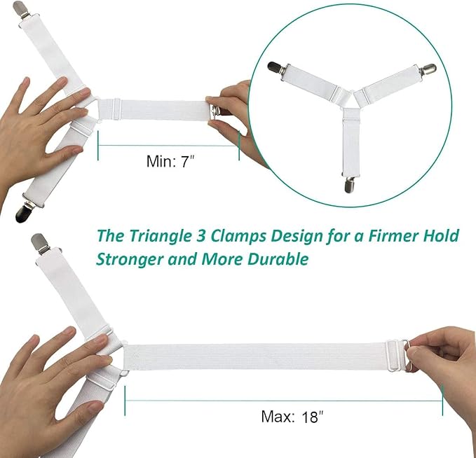 RayTour Bed Sheet Holder Straps Sheet Keepers Bedsheet Holders Fasteners 2 Sets - Image 4