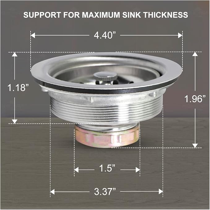 Highcraft 9733 Kitchen Sink Stainless Steel Drain Assembly - Image 3