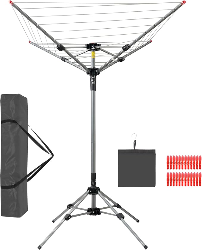 Clothesline Outdoor and Indoor Portable Umbrella Drying Rack, Stable Quad Leg by CROS