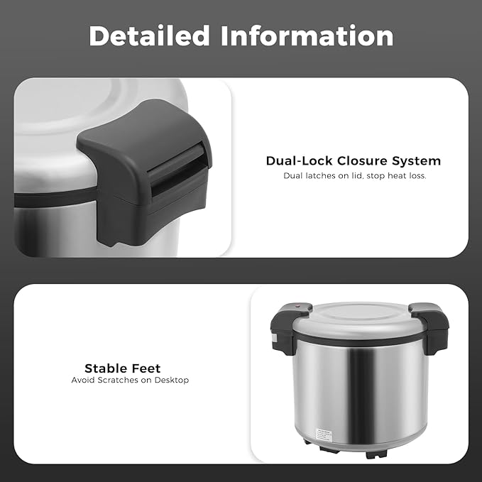 Commercial Rice Warmer & Food Warmer 23L (24.3Qt) Stainless Steel Non-Stick Pot Rice Cooker Warmer Auto Keep-Warm Large Capacity Food Warmer for Restaurants Catering