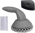 Cast Iron Scrubber with Pan Scraper & Towl, 316 Chainmail Scrubber with Long Handle, Upgraded Chain Mail Scrubber Cleaner for Grill Pan Skillet Wok Carbon Steel Dutch Oven Metal Brush (Grey)