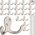 IBosins 20 Pack Silvery Double Prong Coat Hooks Wall Mounted by IBosins