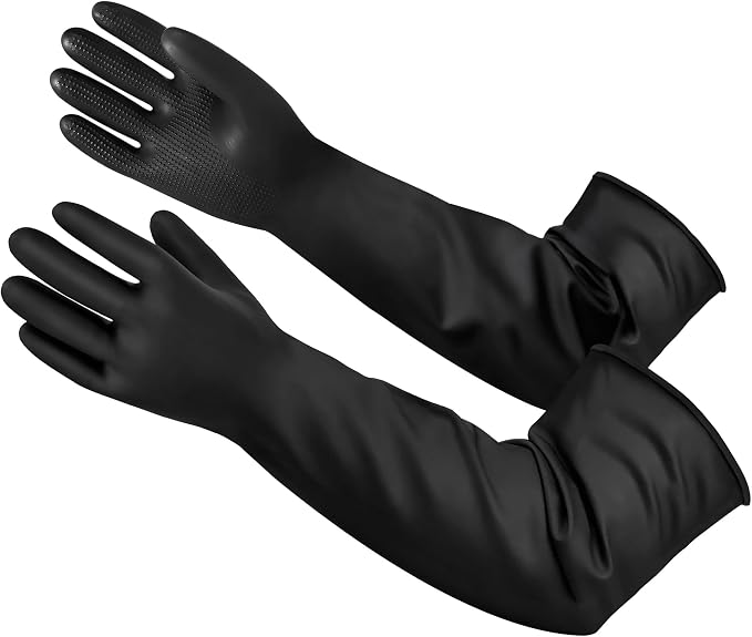 22" Upgraded Latex Gloves Chemical Resistant Glove Safety Work Long Gauntlets by Nobgum