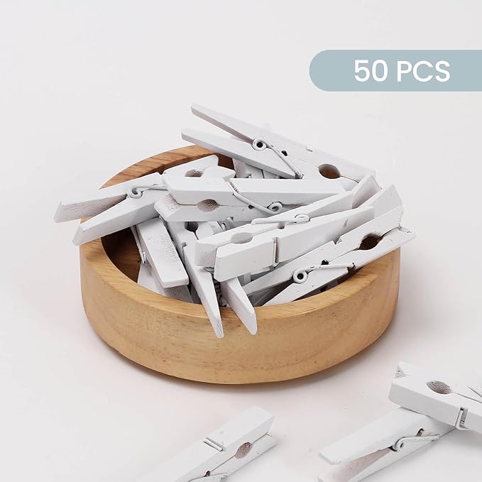 50PCS White Wooden Clothespins 2.9 Inch Color Clothes Pins - Image 2