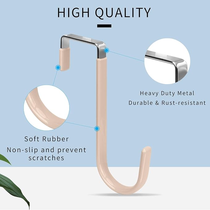 FYY Over the Door Hooks, Single-Hanger 4 Pack, Fits Doors 1 3/8" Nude | Heavy - Image 3