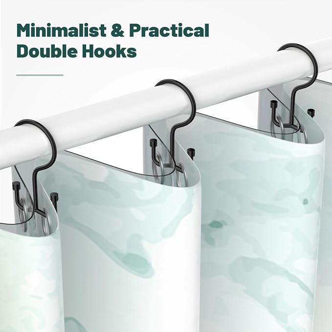 Shower Curtain Hooks, Shower Curtain Rings, Durable Rust Proof Black Shower - Image 6