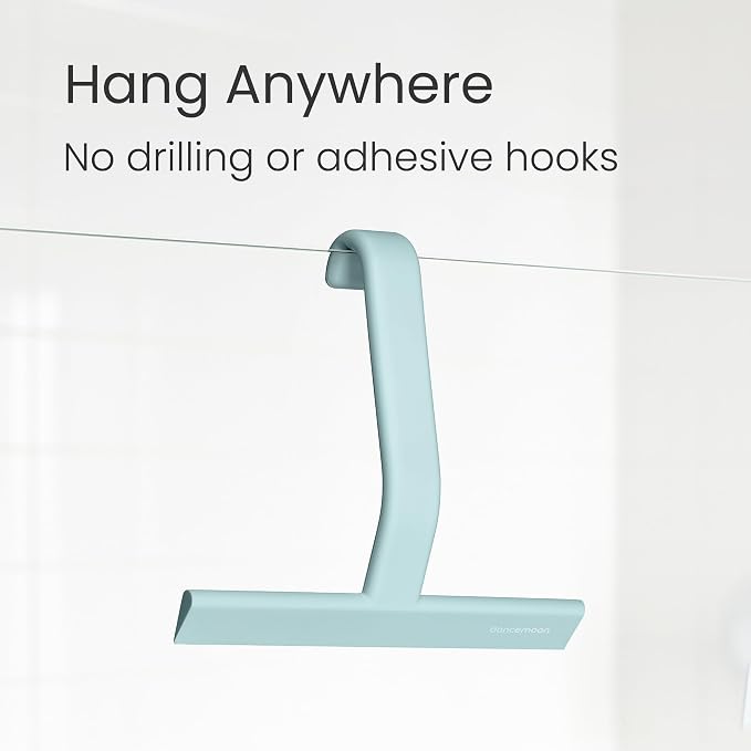 JustHang Shower Squeegee with Built-in Hook, 10-Inch Slate Blue | Award-Winning - Image 4