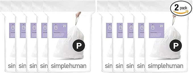 simplehuman Code P Custom Fit Liners, Drawstring Kitchen Trash Bags, by- by Unknown