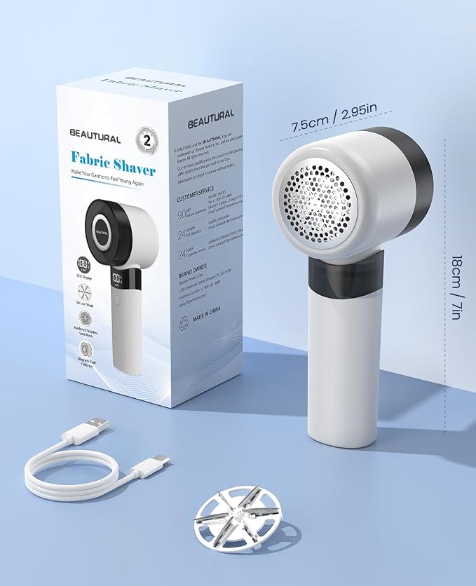 BEAUTURAL Fabric Shaver and Lint Remover, Rechargeable Sweater Defuzzer | LED - Image 7