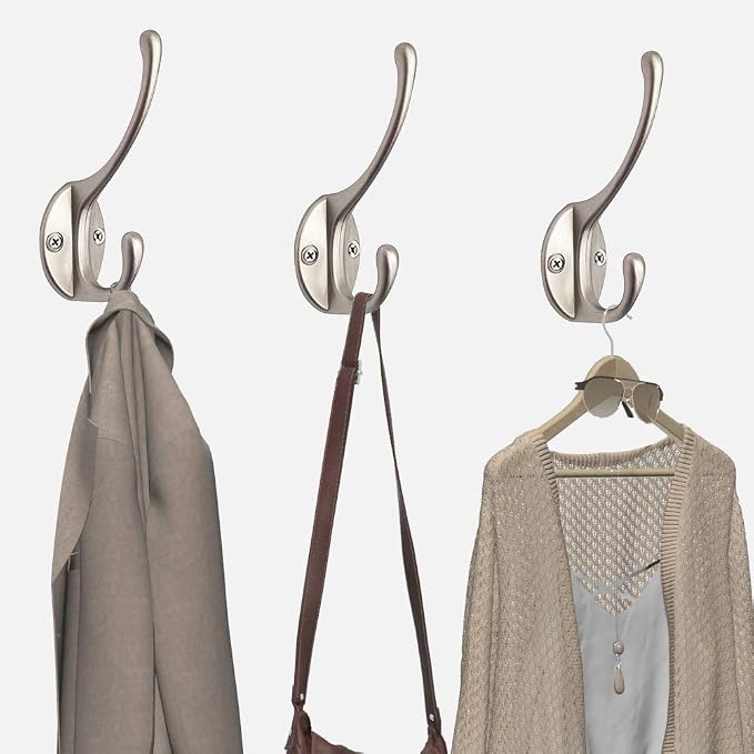 IBosins 10 Pack Silvery Double Coat Hooks Utility Hooks - Image 7