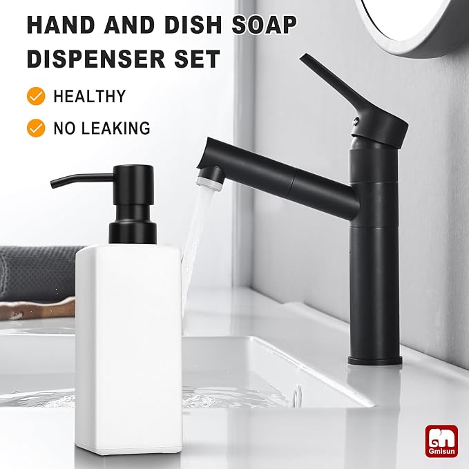GMISUN White Soap Dispenser Bathroom, Hand Glass Soap Dispenser - Image 4