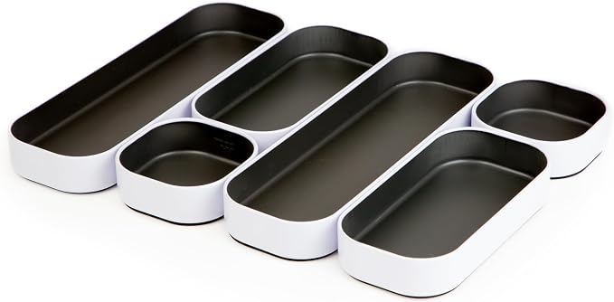 Three by Three Seattle Metal Stacking Bins Drawer Organizer, 6-Pc | Food-safe by ThreebyThreeSeattle