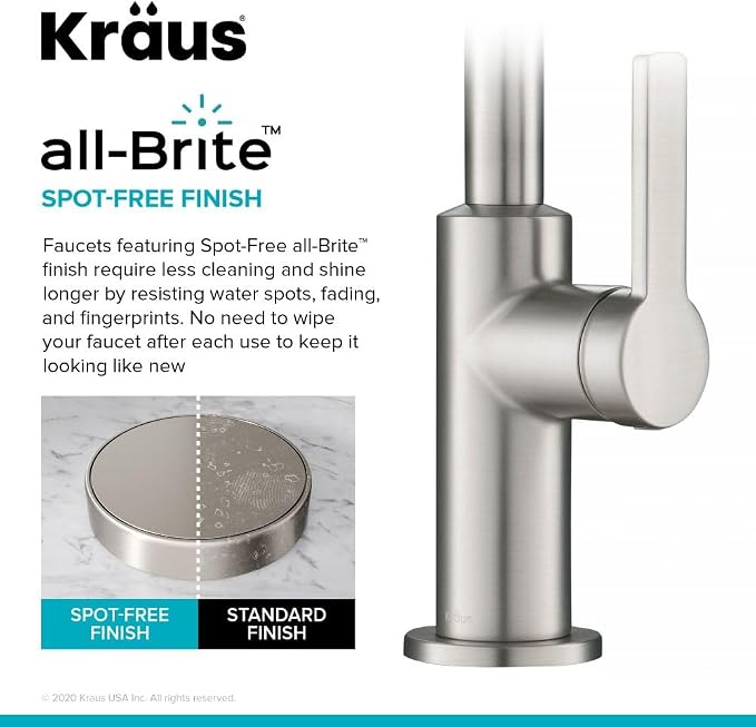 KRAUS Oletto Single Handle Kitchen Bar Faucet in Spot Free Stainless Steel - Image 5