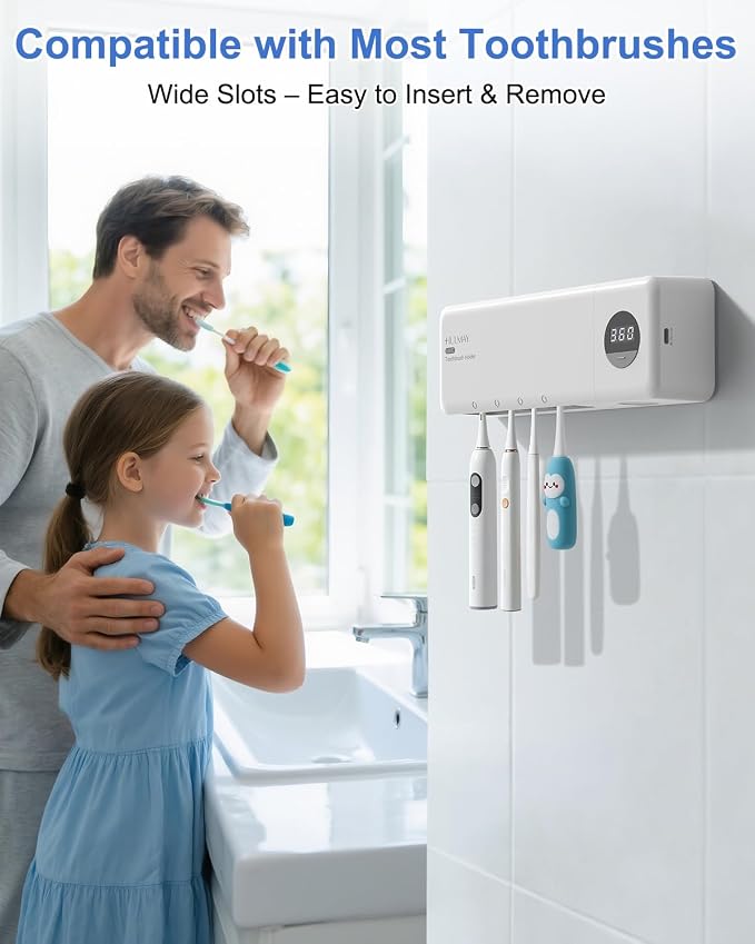 UV Toothbrush Sanitizer with Holder, Electric Toothbrush Holder Wall Mounted - Image 6