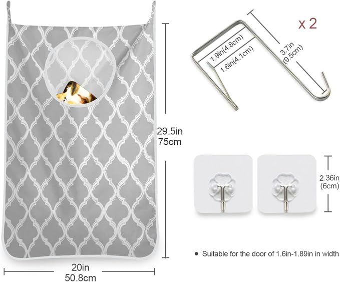 1PC Hanging Laundry Hamper Bag Over the Door Laundry Hamper Wall Hamper Large - Image 3