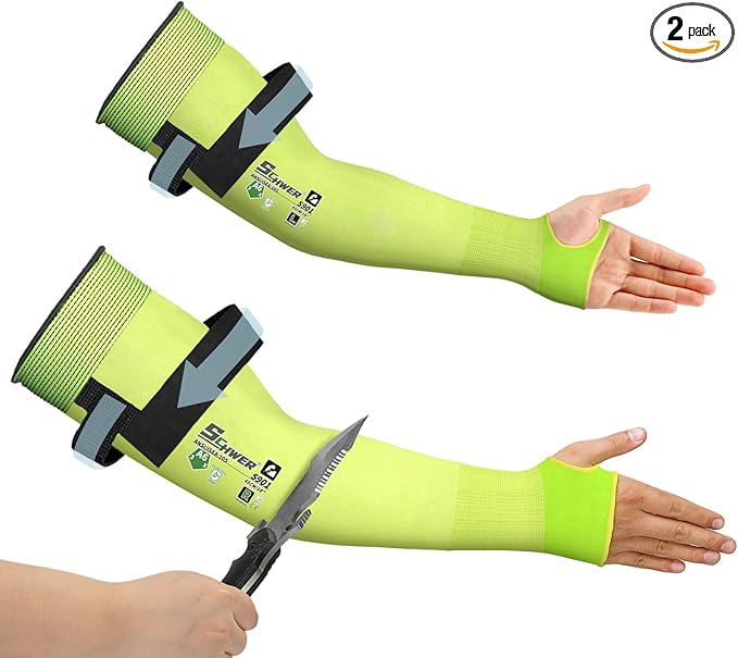Schwer 2 Pairs AIR-SKIN ANSI A6 Cut Resistant Arm Sleeves for Men & Women High Risk Work, Non-PFAS Arm Protectors for High Risk Work, Arm Protectors for Thin Skin, Gardening Sleeves for Farming